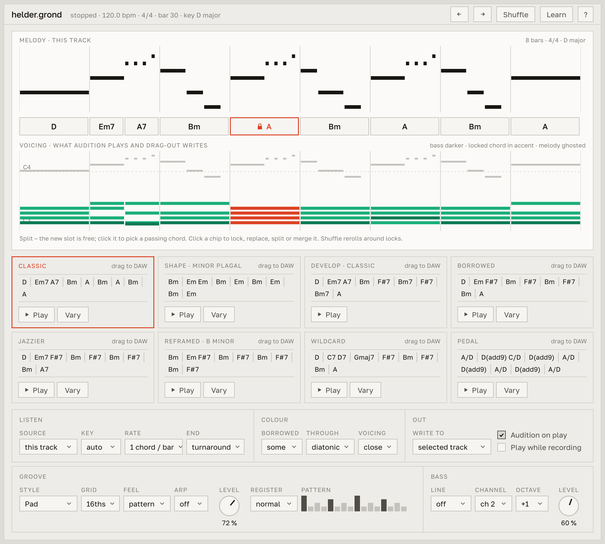 The helder.grond plugin window